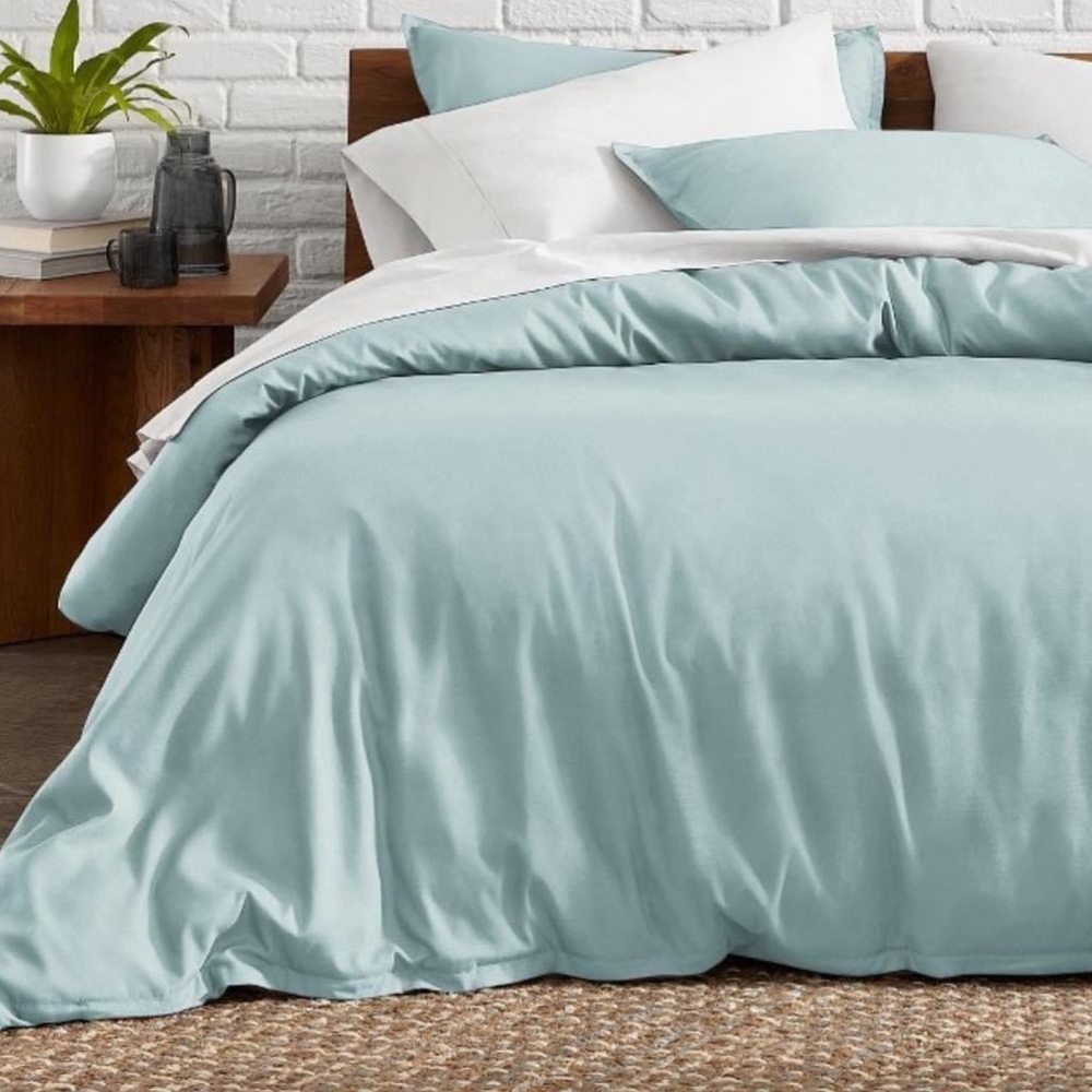 New Twin/Twin XL Light Blue Microfiber Duvet Cover and Sham Set by Bare Home